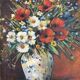 Wildflower bouquet, oil on panel signed Toutaiy.