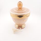 Pink glass vanity jar