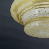 Modernist Art Deco pendant light in acid-etched “cloud” glass, France, Circa 1930