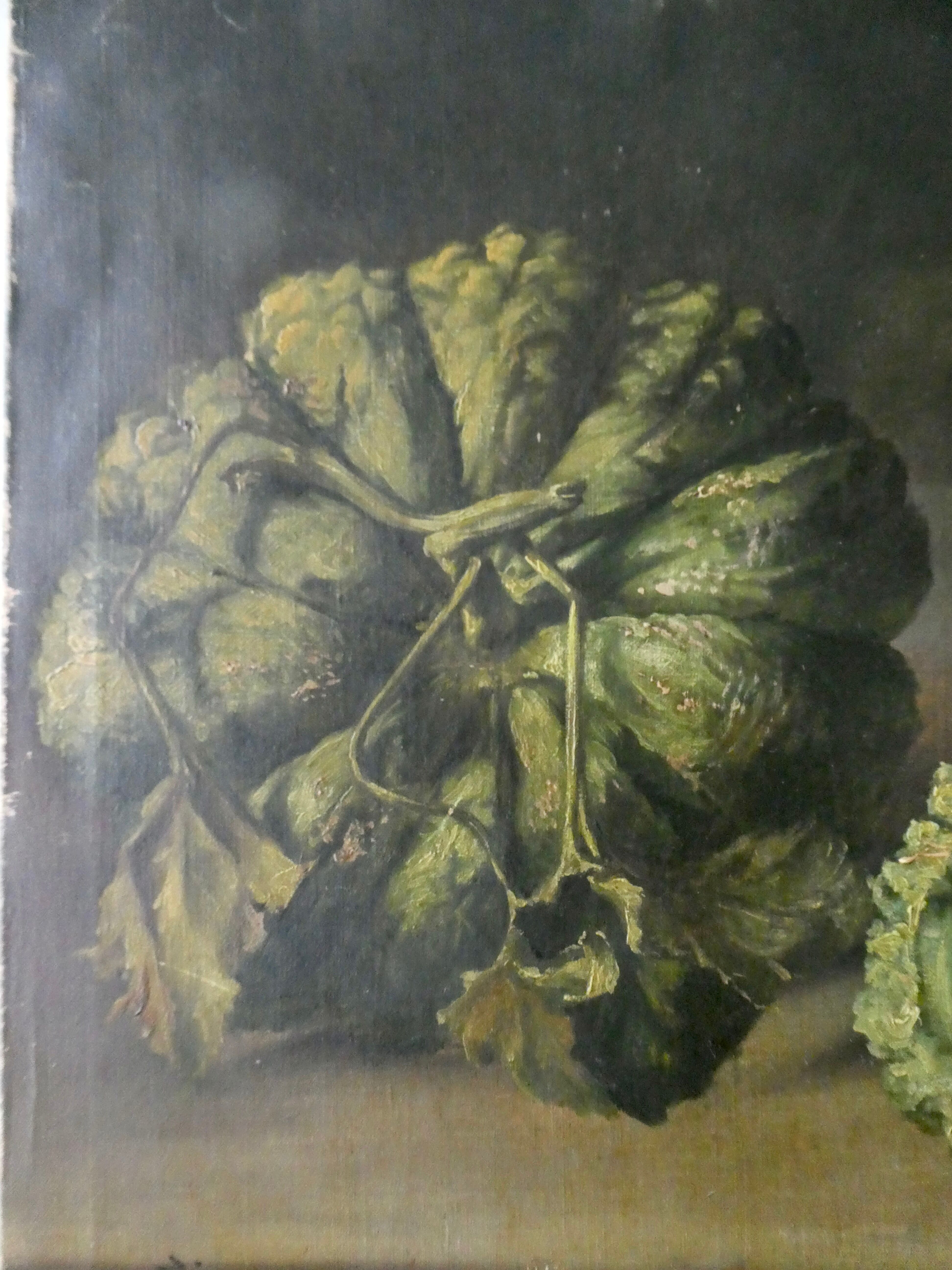 Painting, oil on canvas, still life with pumpkins, nineteenth