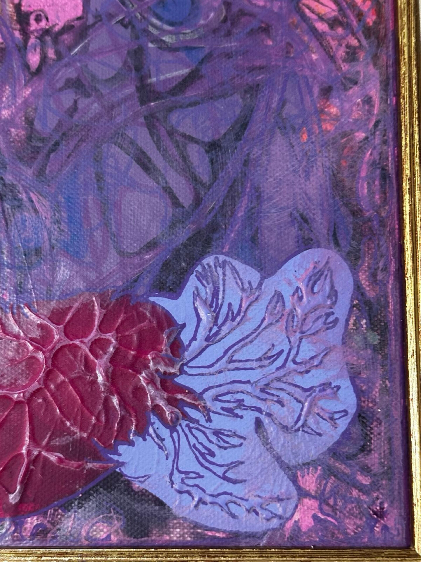 Abstract painting signed Bernard Ledain (1944-2024), mixed media on