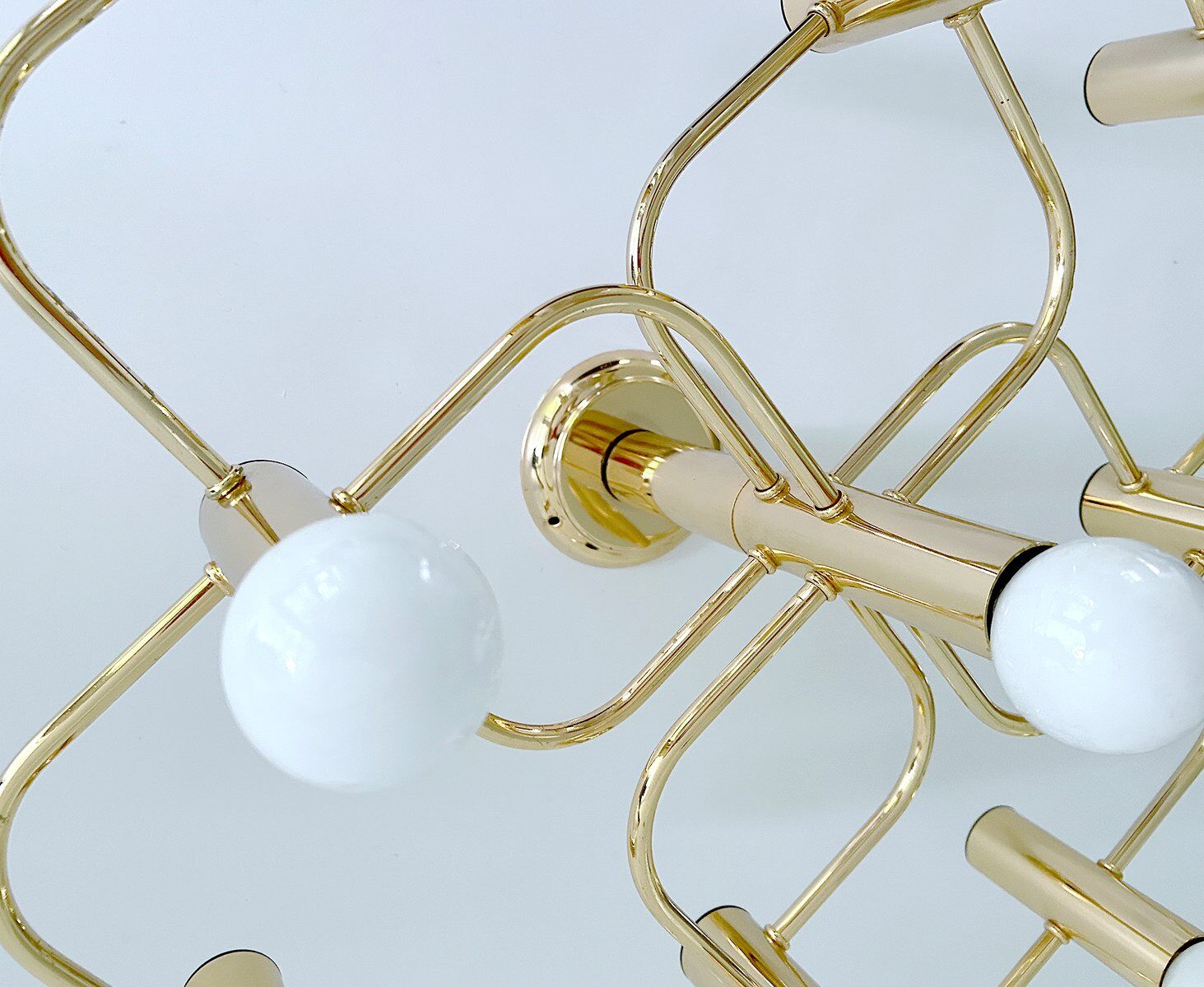 Large Space Age gilded ceiling light from Leola