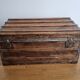 Large-scale marine style decorative wooden trunk with interior upholstery