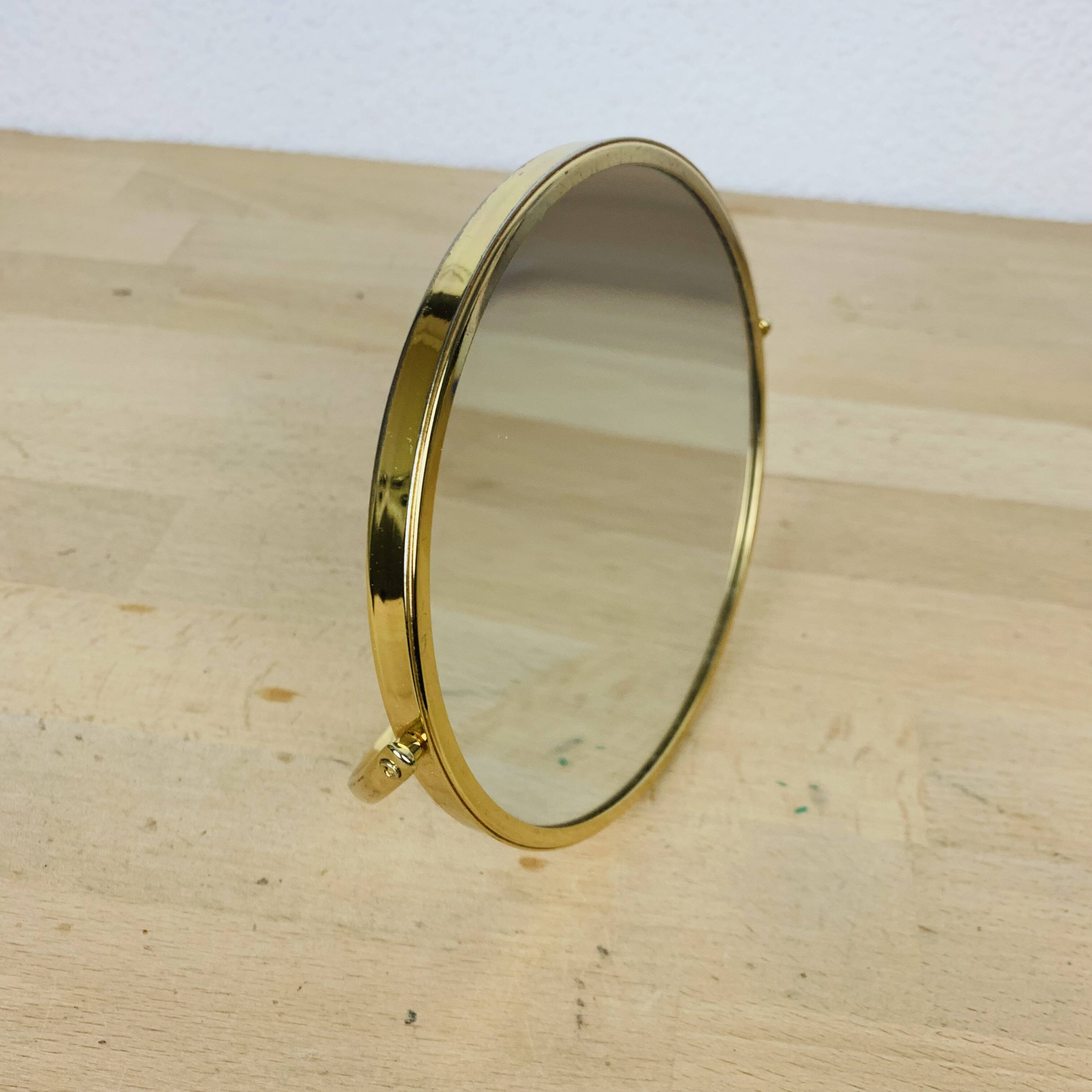 Barber mirror to stand in gold metal 14 cm
