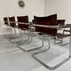 Lot 8 chaises tubulaires cuir métal design bauhaus années 70 vintage