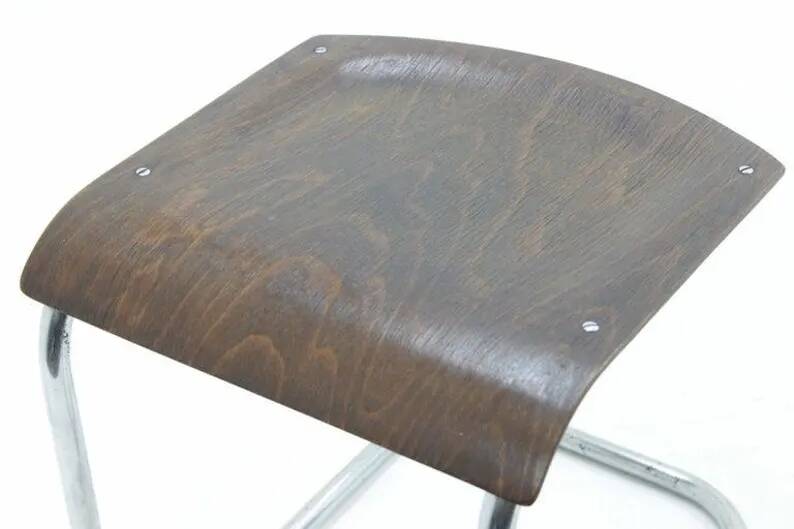 Bauhaus Chrome Mücke & Melder Stool, Mart Stam / Signed, 1930s