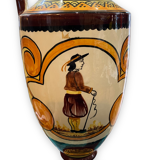 Amphora vase in quimper earthenware