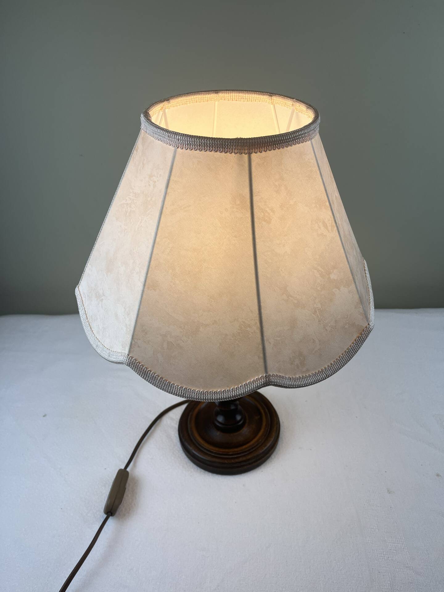 Turned wooden lamp