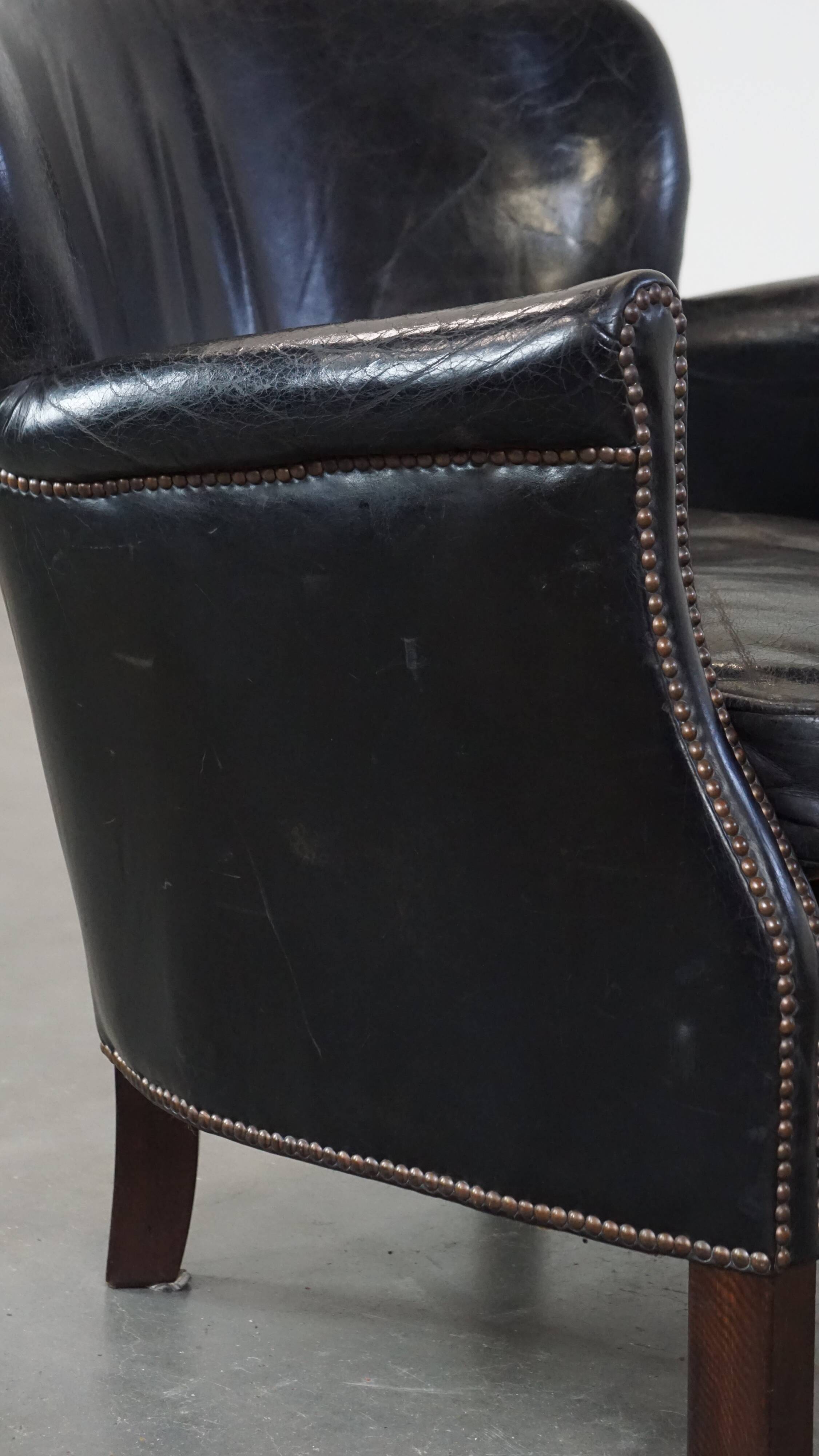 Fauteuil en cuir noir
