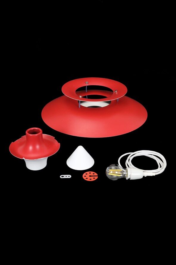 Louis Poulsen / Poul Henningsen “PH 5” pendant lamp / red / mid-century / Danish modern design / PH5