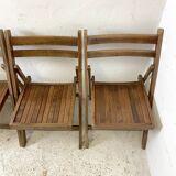Set of 4 vintage wooden folding chairs