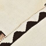 Off White & Brown Tribal Kilim Runner Rug, 101x388Cm