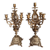Paire chandeliers bronze