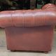 Authentic Vintage Chesterfield Armchair in Burgundy Leather