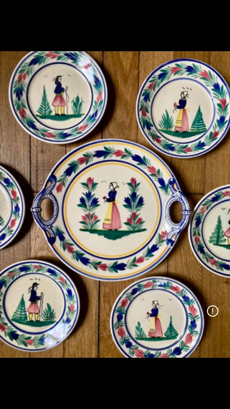 Henriot Quimper dessert service