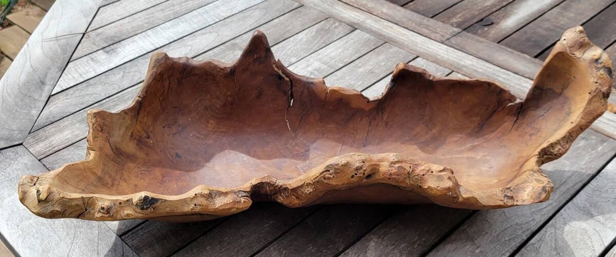 Old carved wooden basket