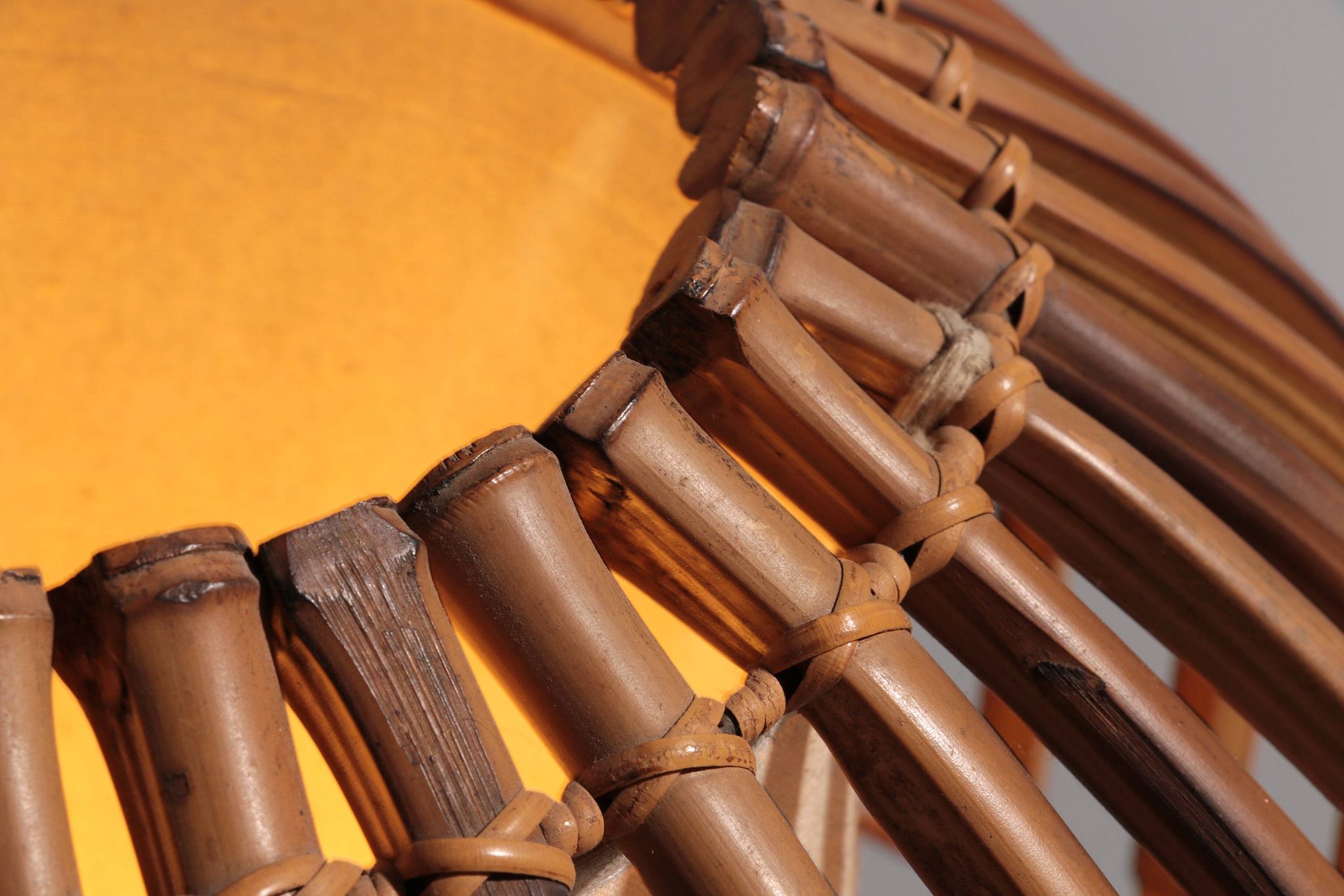 Midcentury Floor Lamp Rattan, Bamboo and Fabric Franco Albini, Italy 1960s