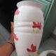 Vintage painted red flower ceramic vase