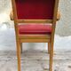 Fauteuil bridge ancien bois & skai rouge années 70