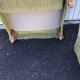 Pair of vintage almond green velvet armchairs