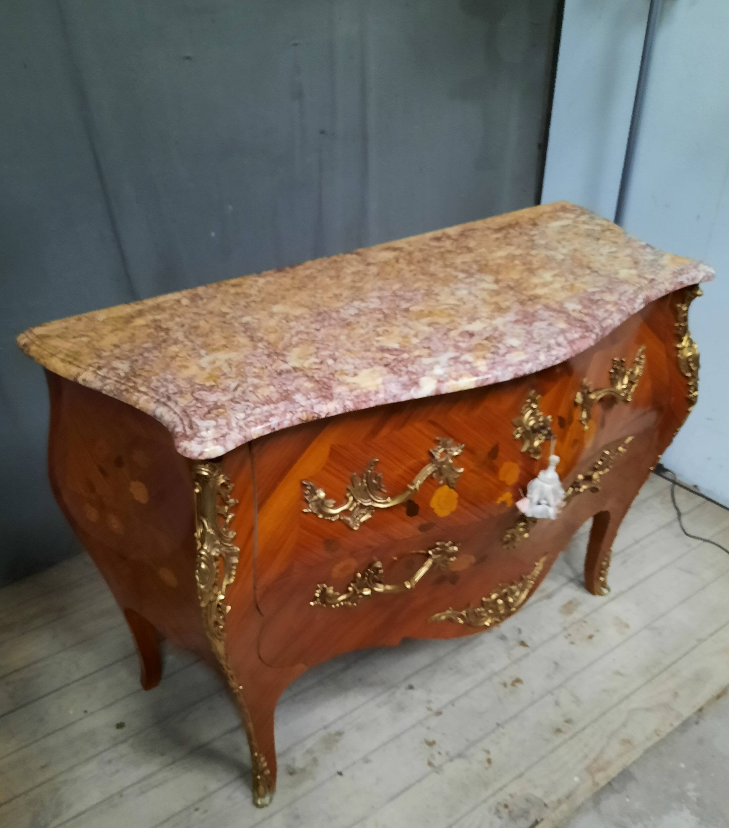 Louis XV style marquette chest of drawers