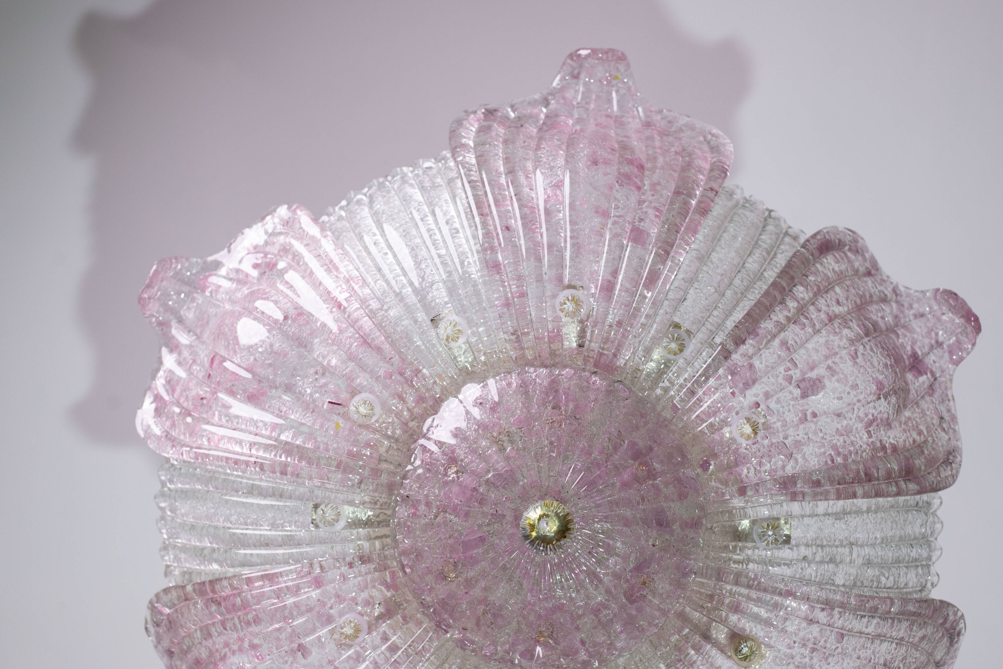 Fascinating Vintage Murano Glass Ceiling lamp Pink