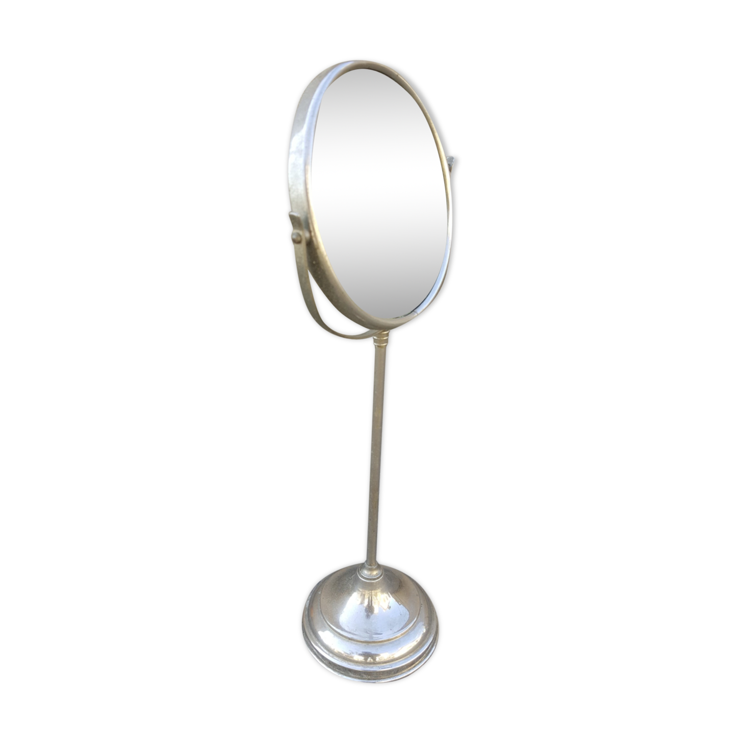 Old double-sided standing mirror, metal, vintage