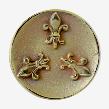 Vide-poche ou presse-papier fleurdelisé en bronze à patine naturelle dorée