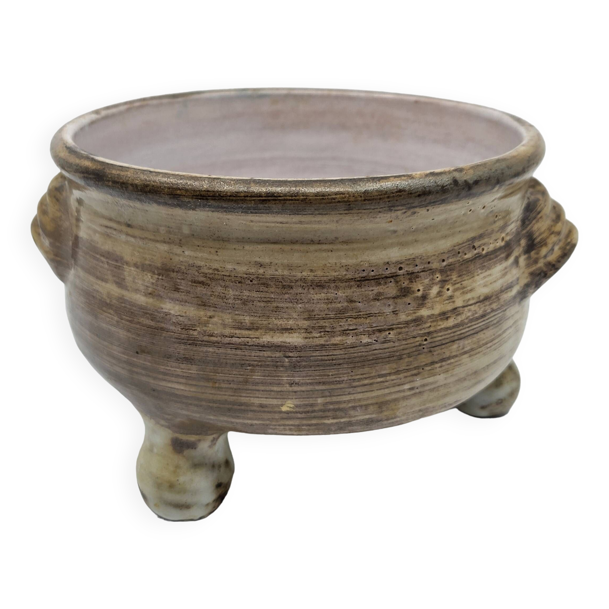 Jacques Pouchain tripod pocket emptier, Dieulefit workshop, French ceramics 1960