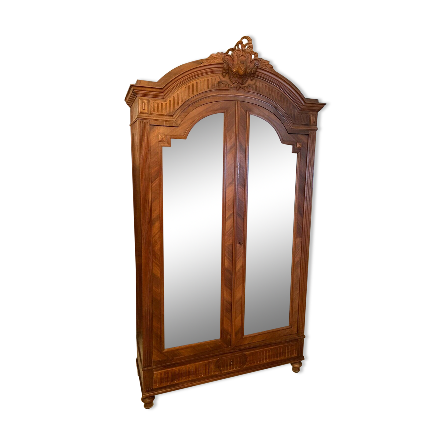 Wardrobe with pediment late nineteenth with Louis XVI style mirrors