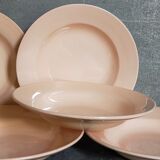 Six assiettes faïence pastel de digoin et sarreguemines anciennes