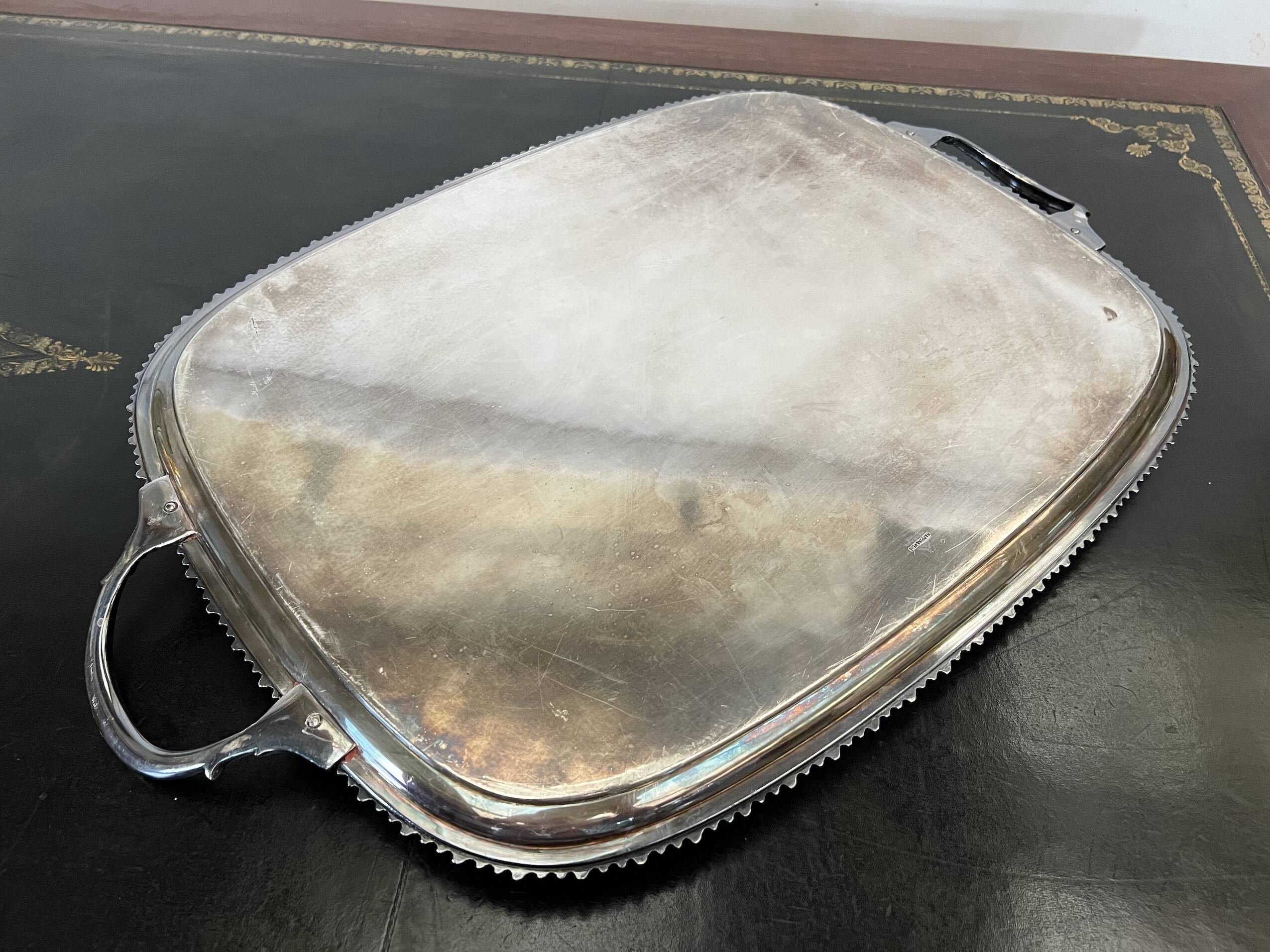 Large silver metal tray Mappin and Webb