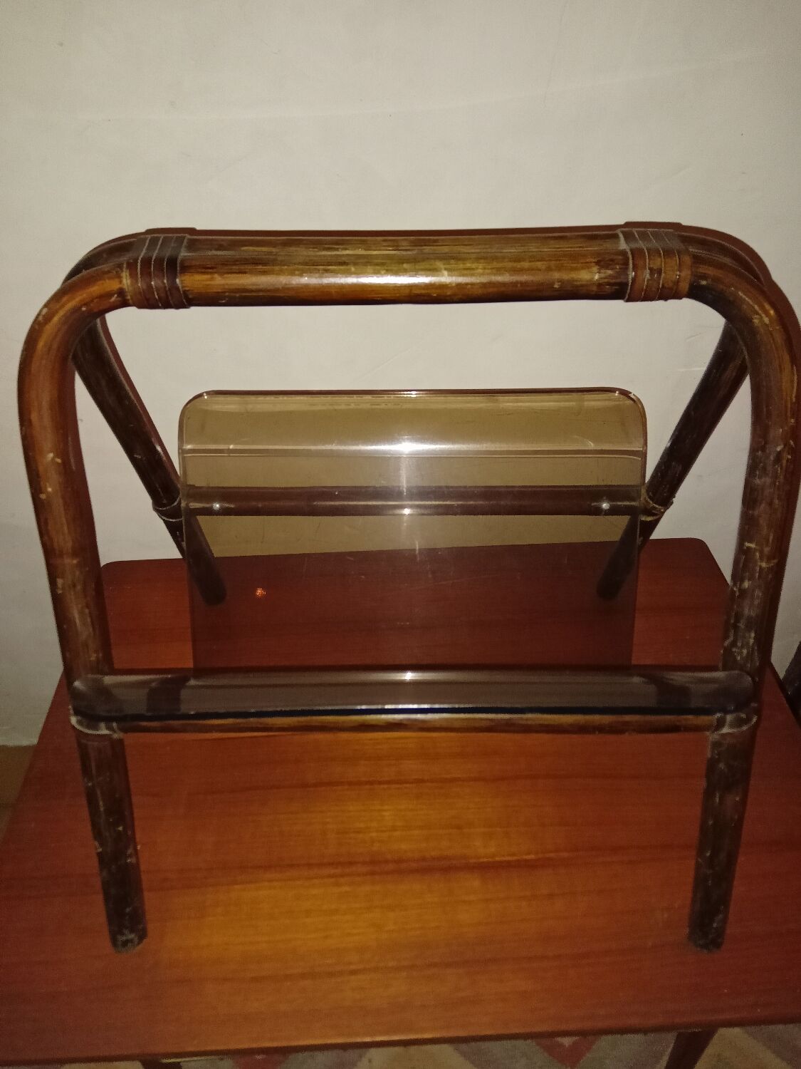 Bamboo and plexiglass magazine holder