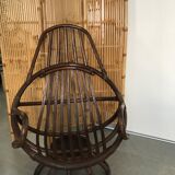 Swivel rattan armchair