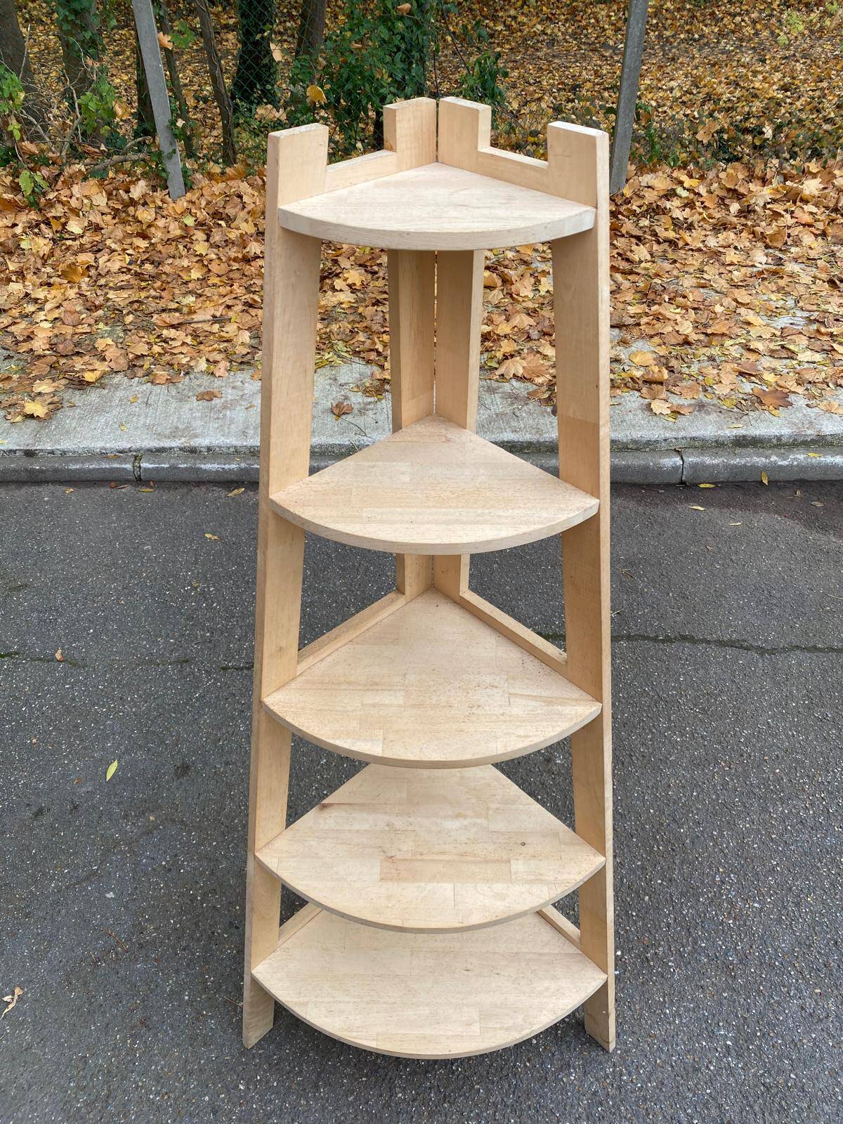 Vintage 5-Tier Solid Wood Quarter-Round Corner Shelf