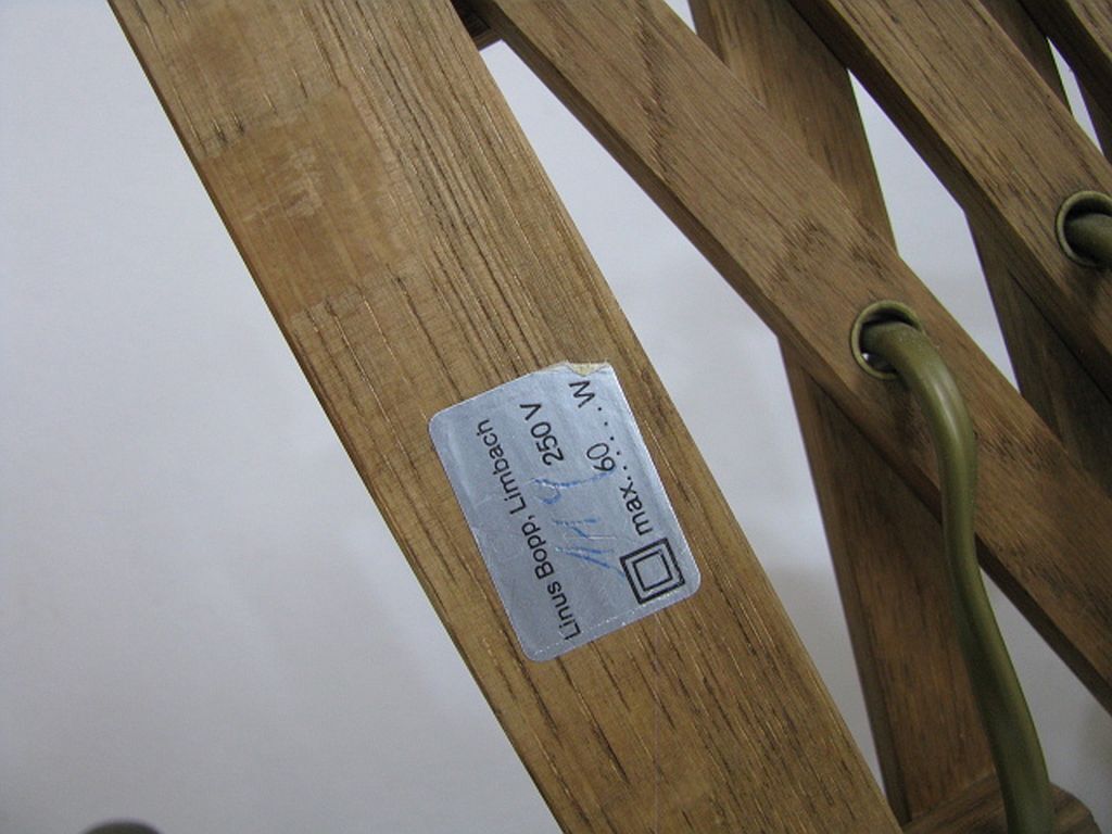 Applique murale/lampe à ciseaux. Holz Teak , Linus Bopp Limbach. Années 1970