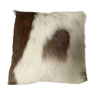 Coussin en cuir et peau 36x36cm