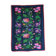 Handwoven summerish floral rug, black background with colorful delicate flowers 152x238cm