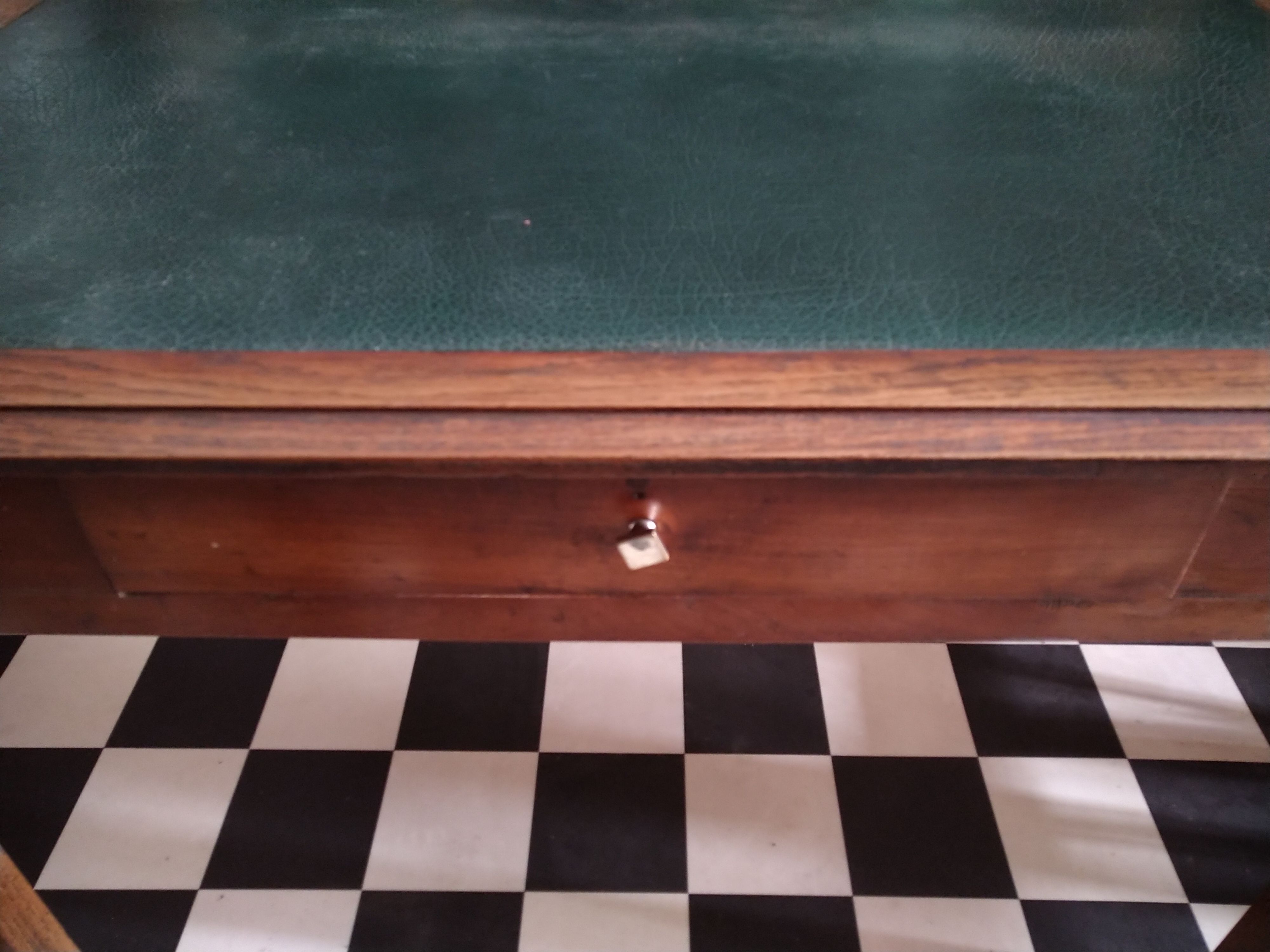 Green leather desk