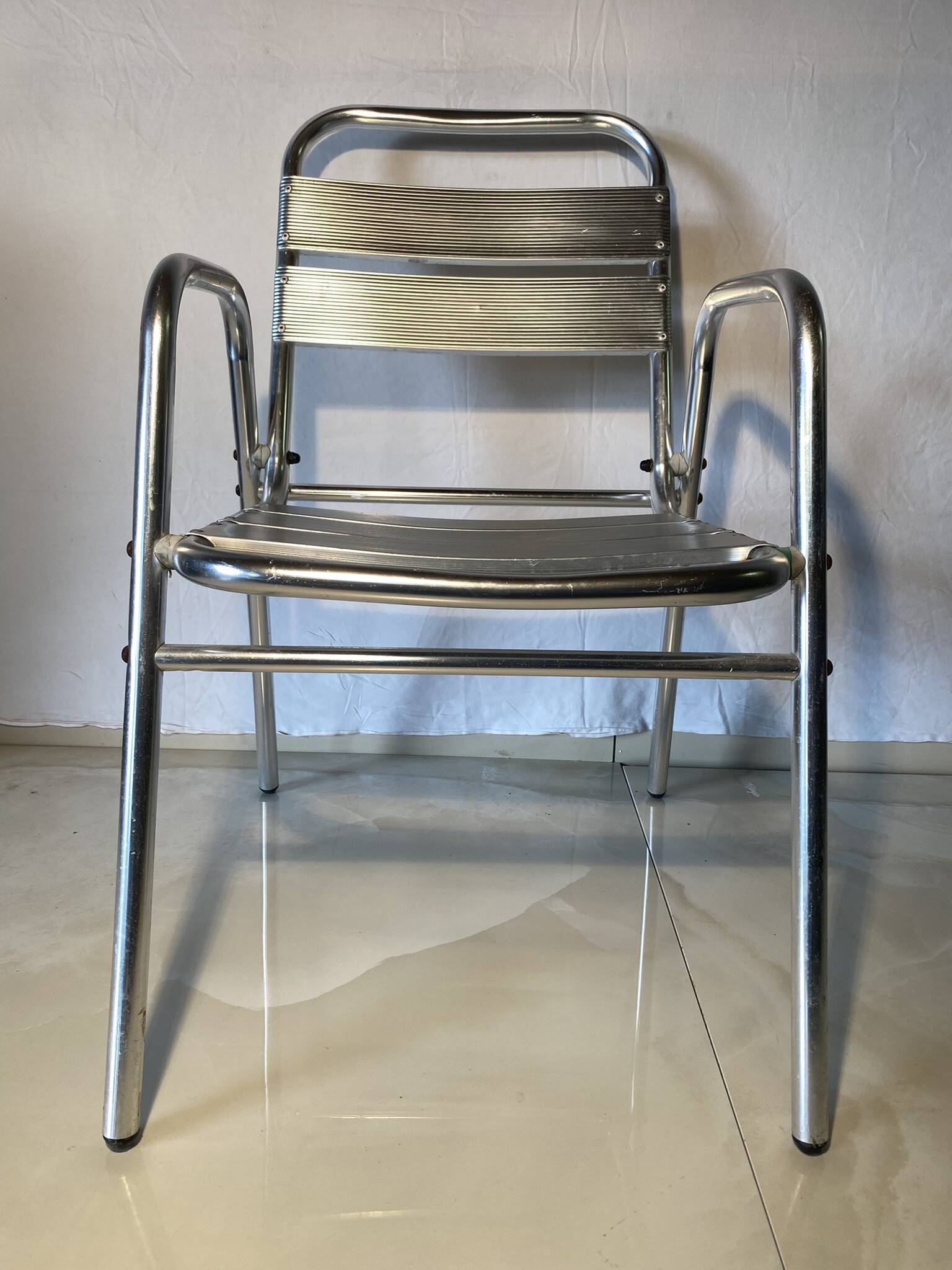 Set of 3 aluminum bistro chairs