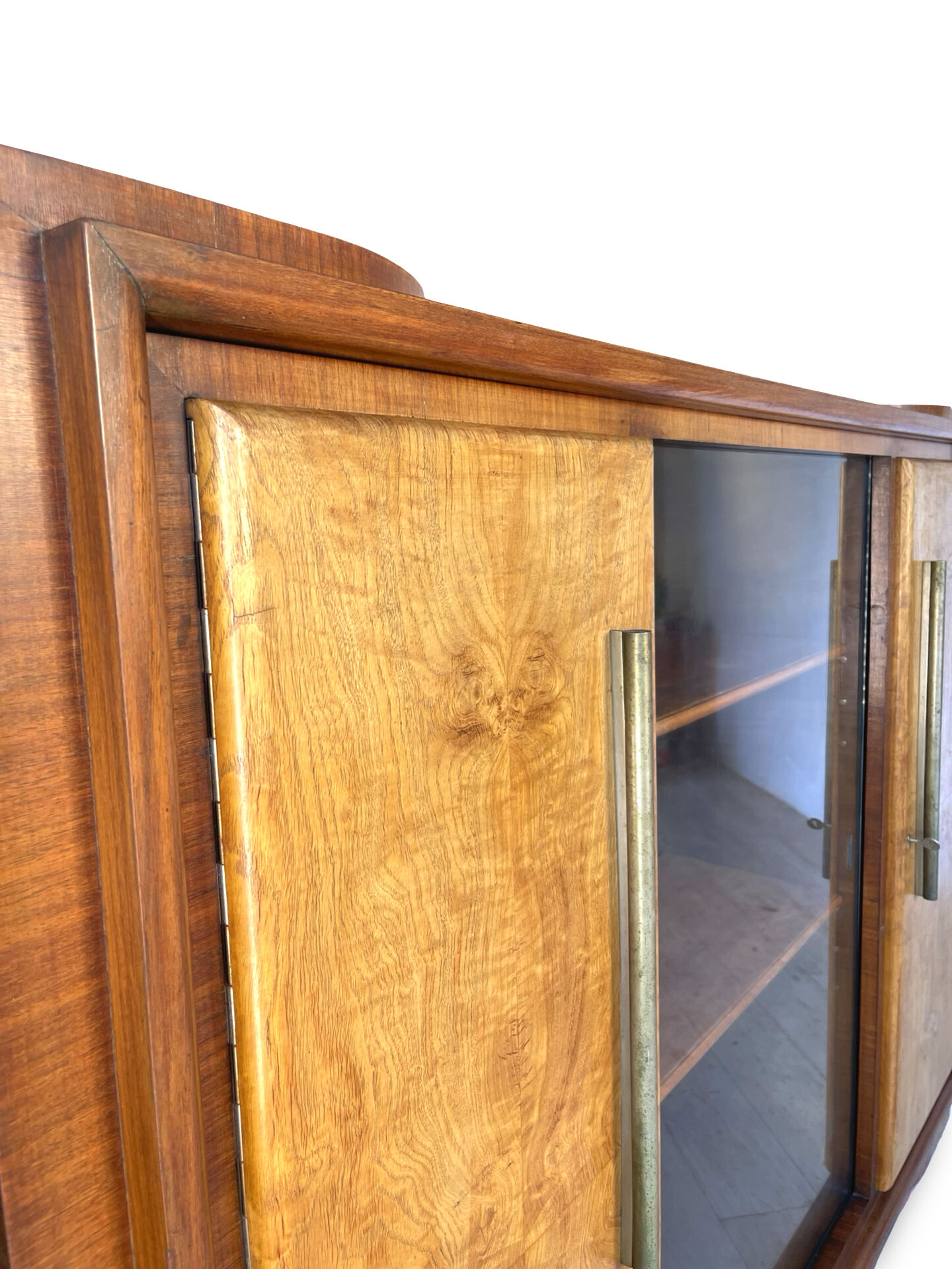 Striking Art Deco birch wood sideboard