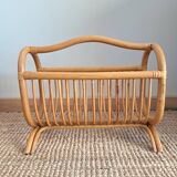 Vintage rattan magazine rack