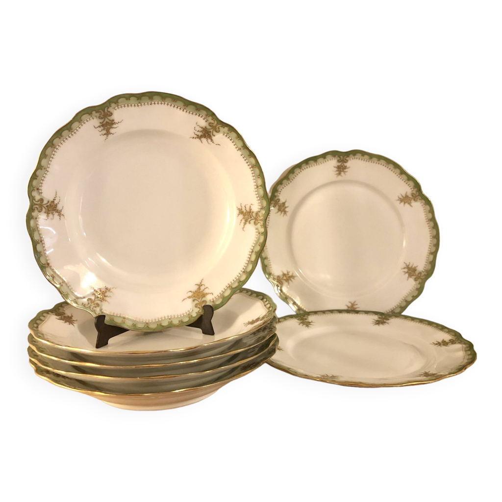 LOT DE 2 grandes assiettes creuses l'Amandinoise porcelaine 24cm ancien retro EUR 7,90 - FR