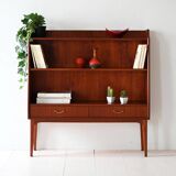 Bibliothèque scandinave en acajou avec tiroirs