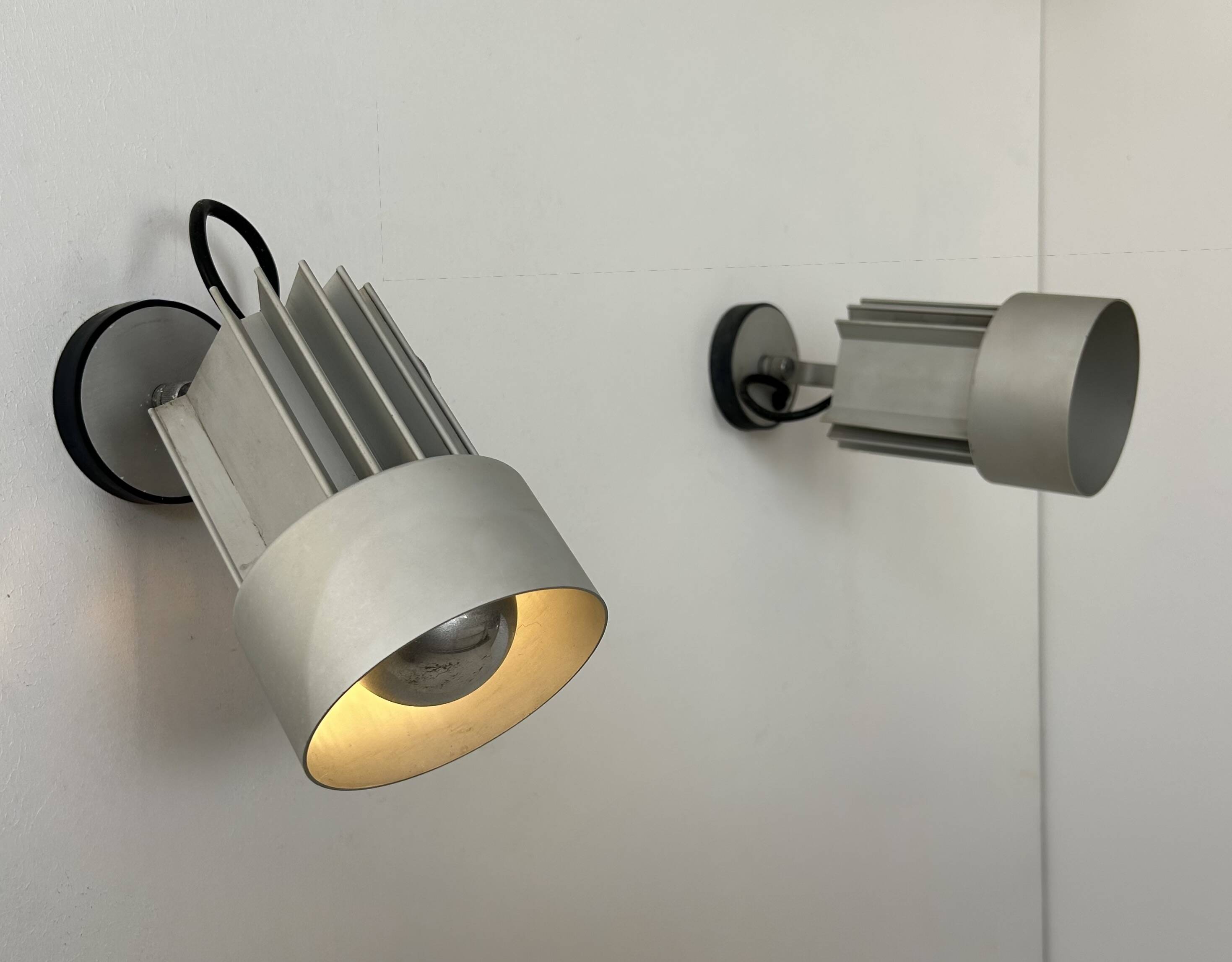 Pair of vintage adjustable wall lights, aluminum, Italy 1970