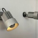 Pair of vintage adjustable wall lights, aluminum, Italy 1970