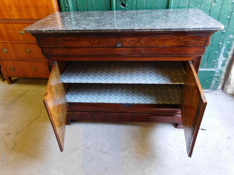 Chest of drawers bahut louis philippe in mahogany gray marble of the nineteenth century