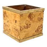 Hollywood regency burl and brass plant pot, Vivai del Sud Italy 1970s