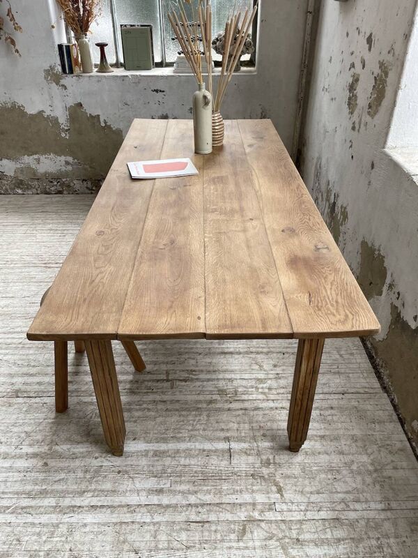 Table de ferme boucher chêne années 50