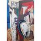 1930s Marc Chagall? Cubist figurative oil painting portrait with Horses